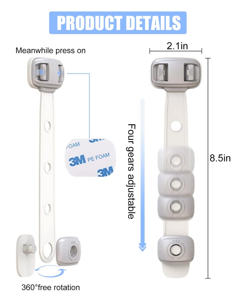 SEQUHITKU Baby Proofing Child Safety Locks(3 PCS) - Cabinet Locks for Babies,3M Adhesive Cabinet Latches, Multi-Purpose for Fridge Drawers,Ovens Toilet Seats,Trash Can, No Drilling (3 Count) - Image 3